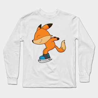 Fox at Ice skating with Ice skates Long Sleeve T-Shirt